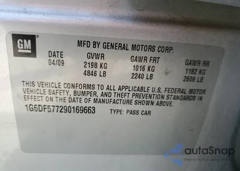 2009 Cadillac Cts z USA, uszkodzony, nr VIN 1G6DF577290169663